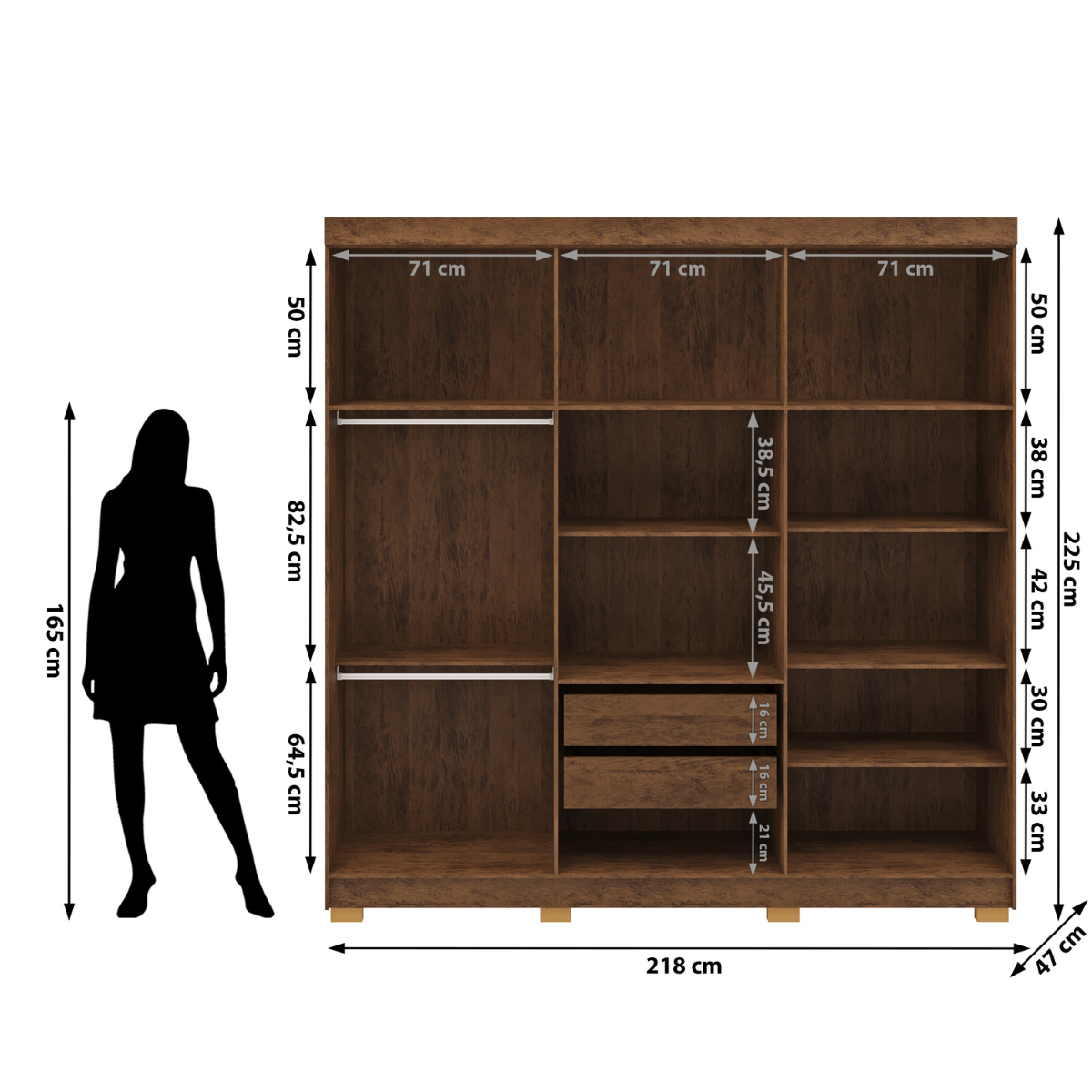 Guarda Roupa Casal 6 Portas Elegance Imbuia Champanhe sem Espelho Móveis Vila Rica - 8