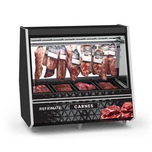 Expositor Açougue Atlantis 1,50 Metros Preto com Adesivo Gancheira Eaag1500 220v - Refrimate