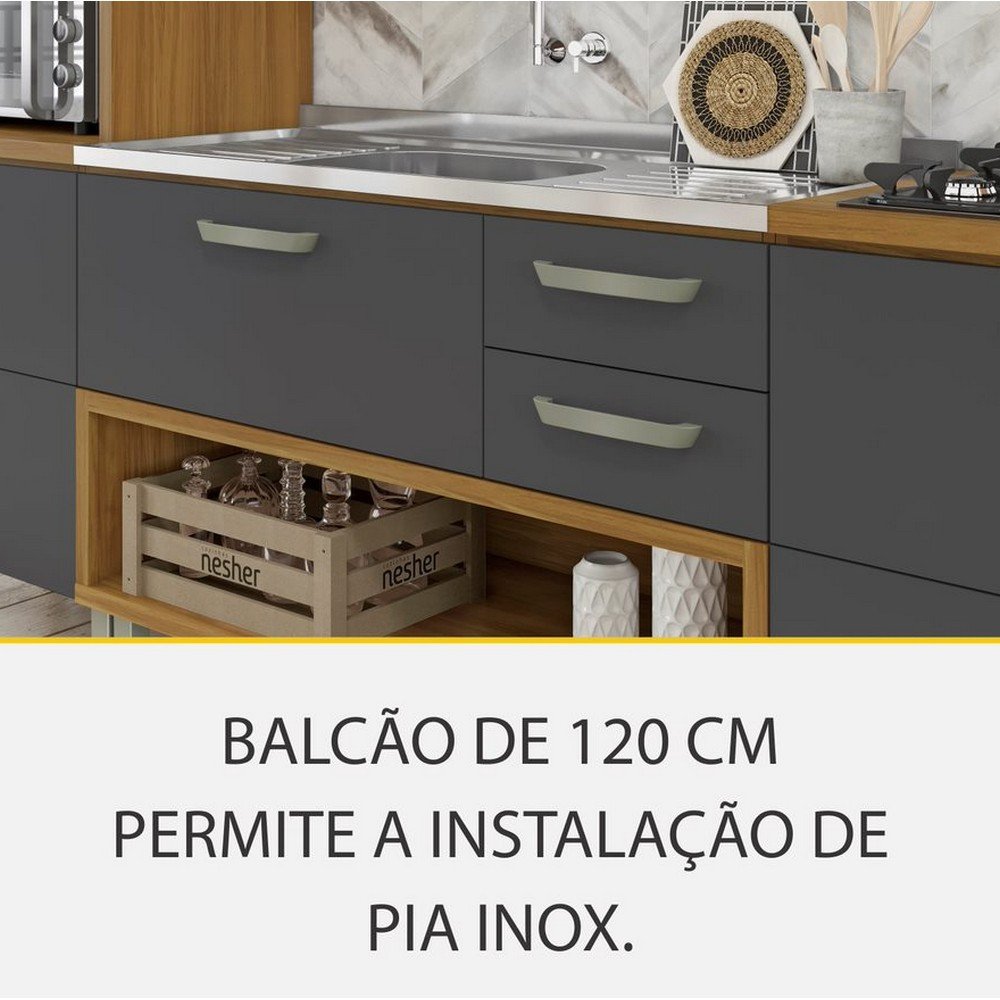 Cozinha 4 Peças Ripado 2 Paneleiros Princesa 100% Mdf Nesher - 5