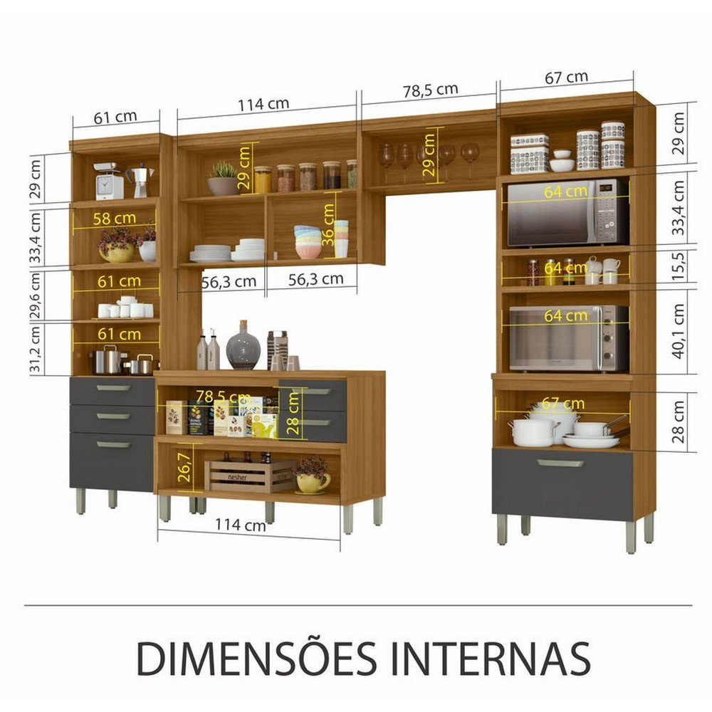 Cozinha 4 Peças Ripado 2 Paneleiros Princesa 100% Mdf Nesher - 7