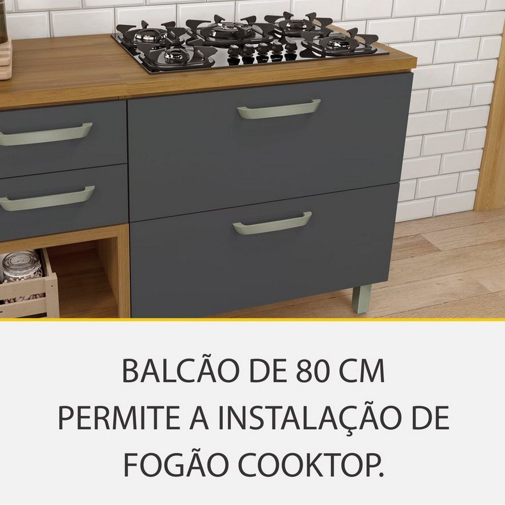 Cozinha 4 Peças Ripado 2 Paneleiros Princesa 100% Mdf Nesher - 4