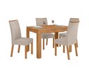 Ver imagem 1 de Conjunto Sala de Jantar Mesa Athenas 120 Tampo no Glass com 4 Cadeiras Apogeu - Lopas Amendoa Clean