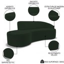 Ver imagem 3 de Sofá Living 3 Lugares 230cm Braço Direito Mozart D06 Veludo Verde - Mpozenato
