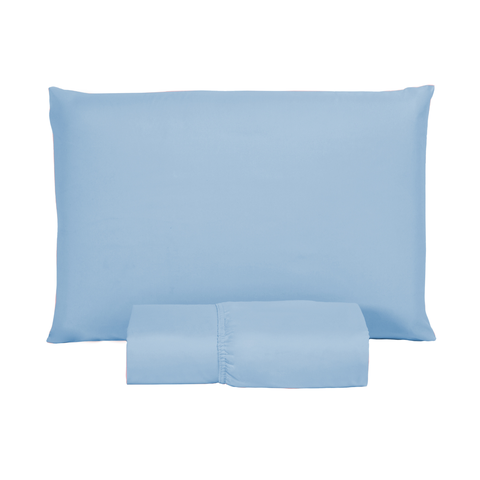 Roupa de Cama Solteiro 400 Fios 2 Peças Hotel Pousada Macio Acetinado:azul Piscina