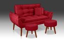 Ver imagem 2 de Namoradeira+ 2 Puff Redondo+ 2 Almofadas Vermelho- Rv Decora