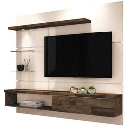 Painel Suspenso com Bancada Ores 1.8 Off White/Deck - Hb Móveis - 1 Painel Suspenso com Bancada Ores 1.8 Off White/Deck - Hb Móveis - 1