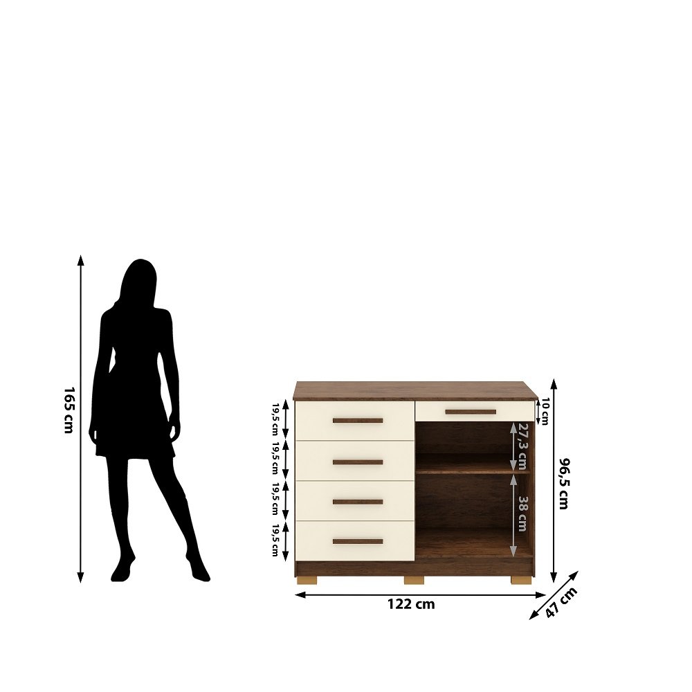 Cômoda Sapateira 5 Gavetas Sirius Imbuia-champanhe Móveis Vila Rica - 6