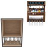 Bar de Parede Art Madeira para 5 Garrafas Porta Taças + Suporte Nicho para Garrafas e Copos Bistrô - 1