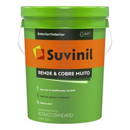 Tinta Acrilica Suvinil Rende E Cobre Muito Fosco Branco Neve 20 Litros - 1