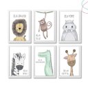 Ver imagem 1 de Quadros Decorativos Infantil Safari Animais Floresta:branco