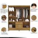 Ver imagem 3 de Guarda Roupa Casal Abruzzo 6 Portas de Bater 2 Gavetas com Cabideiro Nature G98 - Gran Belo
