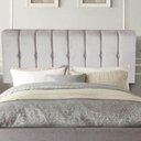 Ver imagem 1 de Painel Estofada Kiara 140cm Casal Box Quarto Suede Cinza Claro - Gat Magazine