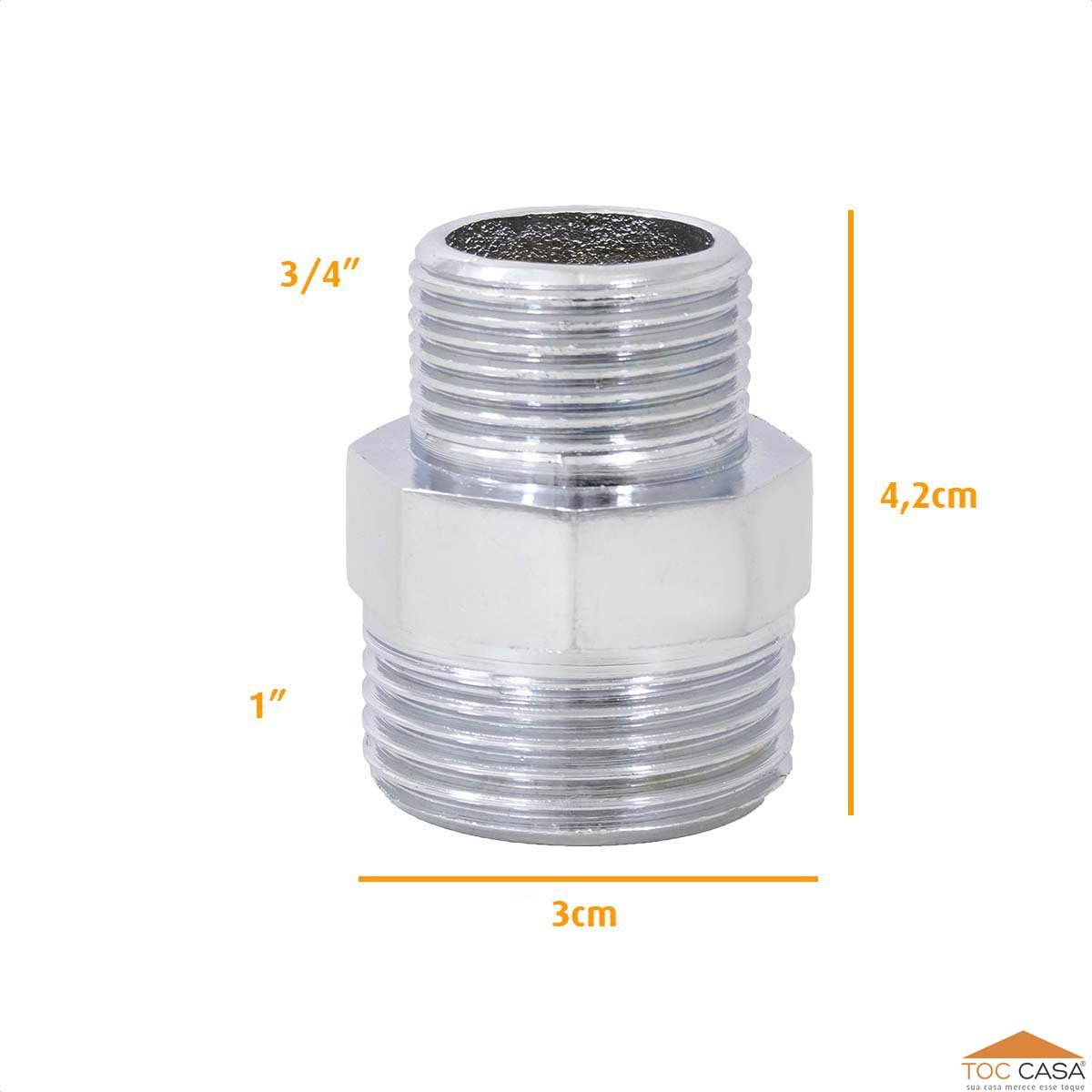 Niple De Redução Em Latão Cromado De 1 X 3/4 - 3