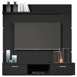 Painel Bancada Suspensa para TV até 55 Polegadas Flat 160cm Preto - 1 Painel Bancada Suspensa para TV até 55 Polegadas Flat 160cm Preto - 1