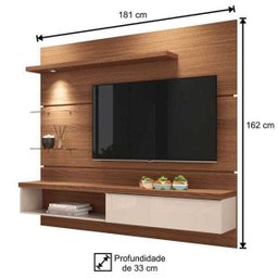 Painel Suspenso com Bancada Ores 180cm Nature/Off White - 4 Painel Suspenso com Bancada Ores 180cm Nature/Off White - 4