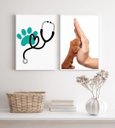 Ver imagem 2 de Kit 2 Quadros Decorativos para Clinica Veterinária 33x24cm:madeira Branca