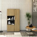 Ver imagem 4 de Armário Alto com Nicho e 03 Portas 161,5x90x42cm Wlan90 Vermont Oak - Preto