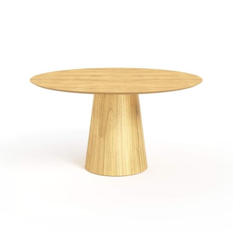Mesa de Jantar Redonda 150cm Scandi 8 Lugares Lamina Natural de Madeira Damasco