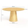 Mesa de Jantar Redonda 150cm Scandi 8 Lugares Lamina Natural de Madeira Damasco - 4