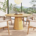 Ver imagem 3 de Mesa de Jantar Redonda 150cm Scandi 8 Lugares Lamina Natural de Madeira Damasco
