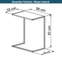 Ver imagem 2 de Mesa Lateral Apoio Sofá P/ Notebook Artesano 58 Cm (larg) Mdp Hanover (mel) Base Aço Carbono