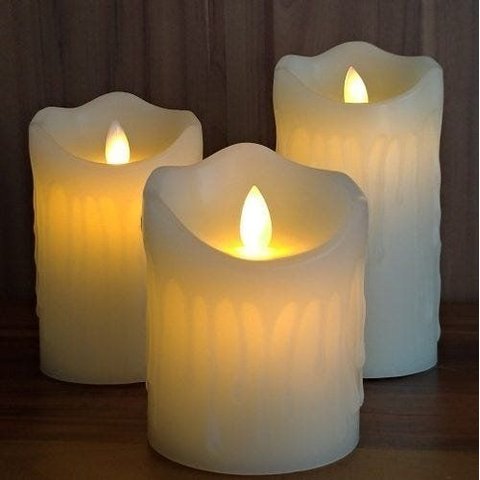 Conjunto 3 Velas de Led - Parafina - Movimento Chama Viva