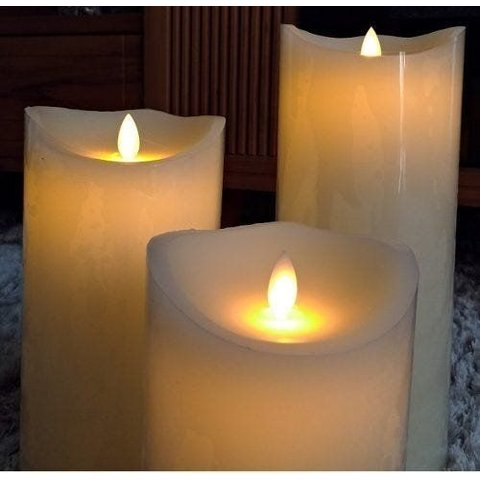 Kit 3 Velas de Led Gigante Parafina Chama Viva 20 e 25cm