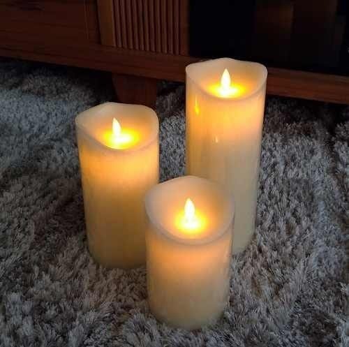 Kit 3 Velas de Led Gigante Parafina Chama Viva 20 e 25cm - 2