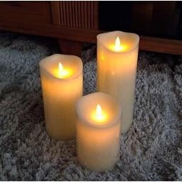Kit 3 Velas de Led Gigante Parafina Chama Viva 20 e 25cm - 2