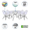 Ver imagem 2 de Mesa de Jantar Vidro Redonda 90cm Eames Eiffel com 4 Poltronas Brancas Ferro Preto