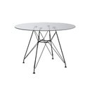 Ver imagem 3 de Mesa de Jantar Vidro Redonda 90cm Eames Eiffel com 4 Poltronas Brancas Ferro Preto