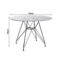 Ver imagem 5 de Mesa de Jantar Vidro Redonda 90cm Eames Eiffel com 4 Poltronas Brancas Ferro Preto