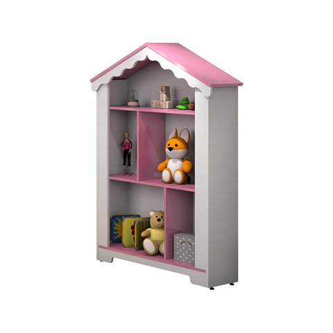 Estante de Brinquedo Casinha Magia Branco/Rosa