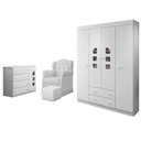 Ver imagem 1 de Quarto Infantil 3 Peças com Poltrona Amamentação Cecilia Sintético Branco - Phoenix