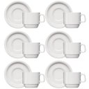 Ver imagem 1 de Jogo 6 Xícaras de Café com Pires de Porcelana 65ml Classe Única Iguaçu Germer Branco