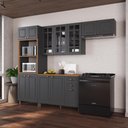 Ver imagem 1 de Armário de Cozinha Modulada Compacta Fidelitá Nara 100% MDF 4 Peças 270cm 12 Portas 2 Gavetas com