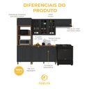 Ver imagem 5 de Armário de Cozinha Modulada Compacta Fidelitá Nara 100% MDF 4 Peças 270cm 12 Portas 2 Gavetas com