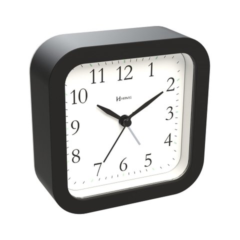 Relógio Despertador Herweg Quartz sem Tic Tac Preto Fosco 2645-262