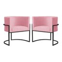 Ver imagem 1 de Kit 2 Poltrona Luana Suede Rosa Base Preto Luxo - Fm