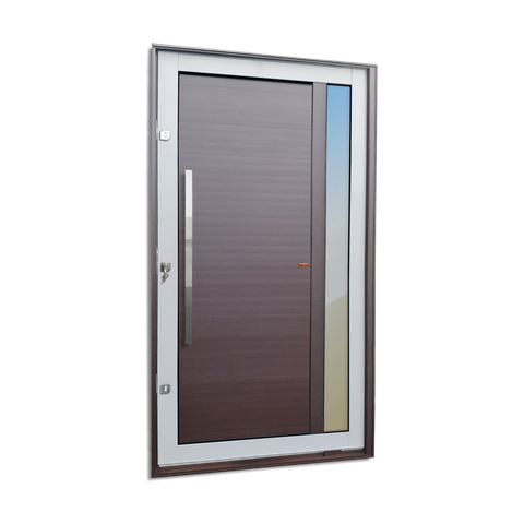 Porta Pivotante Alumínio Lambril Visione c/Pux.e.Elite Mix Corten 216x120 Brimak