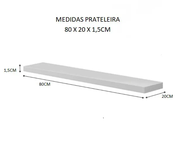 Prateleira Madeira Mdf Branca 80x20cm com Suporte Invisivel Flutuante Don Castro Decor Prateleira Fl - 4