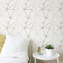 Ver imagem 3 de Papel de Parede Adesivo Zara Fundo Branco Detalhes Gold 5m