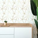 Ver imagem 2 de Papel de Parede Adesivo Zara Fundo Branco Detalhes Gold 5m
