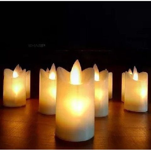 Kit com 12 Velas de Led Cor Amarelo Castical - Chama Viva