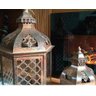 Conjunto 2 Lanterna Marroquina Metal Vidro Cobre + Velas Led - 7