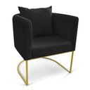 Ver imagem 6 de Kit 01 Namoradeira 02 Lugares E 01 Poltrona Paola Linho Base Metálica Dourado Cor A79 Preto