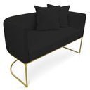 Ver imagem 7 de Kit 01 Namoradeira 02 Lugares E 01 Poltrona Paola Linho Base Metálica Dourado Cor A79 Preto