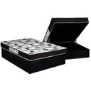 Ver imagem 1 de Conjunto Box Baú Casal: Colchão Molas Luckspuma D33 Supreme Pró Saúde Black + Base Crc Suede