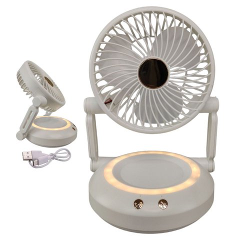 Ventilador Mesa Dobravel 3 Velocidades Luz Led Portatil Sol Verao Calor Decoraçao Escrivaninha Maqui