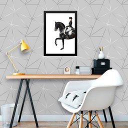 Quadro Hipismo - Mulher Montada Cavalo 24x18cm - com Vidro:madeira Preta - 1